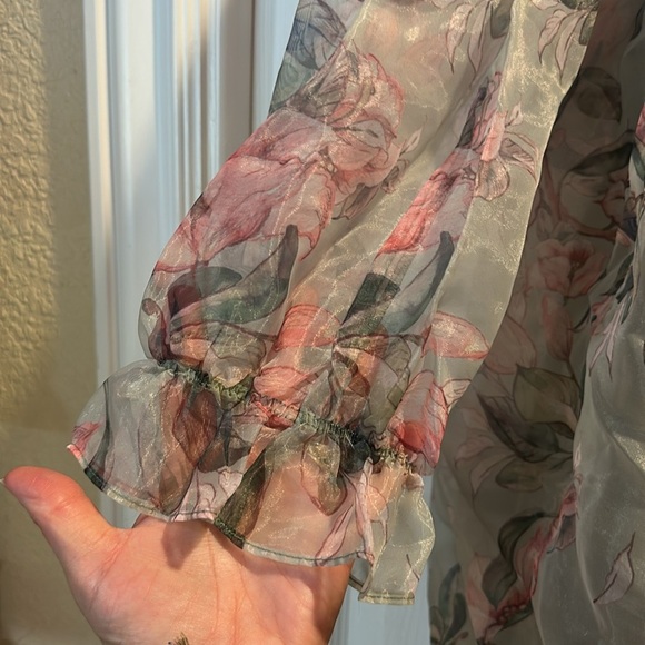 Fashion Nova Alice Floral Chiffon Baby Doll Mini Dress 1X Plus babydoll - Picture 5 of 9